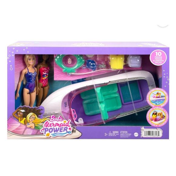 Barbie Mermaid Power Dolls And Boat Playset with Malibu & Brooklyn Dolls - Picture 2 of 2